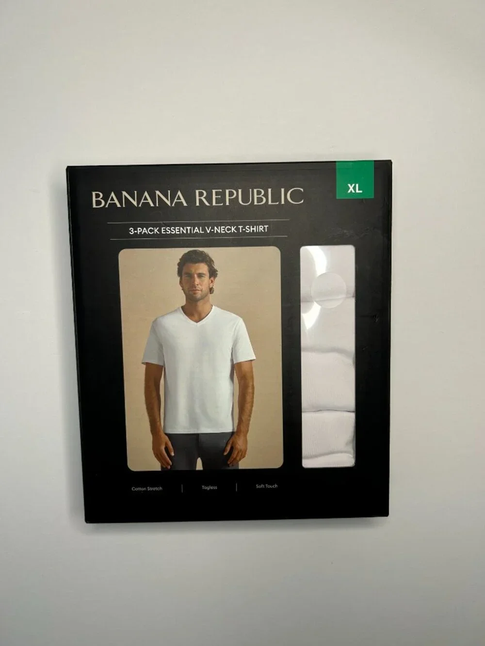 Banana Republic Men's V-Neck Tee, 3-pack, Cotton, White, Size XL